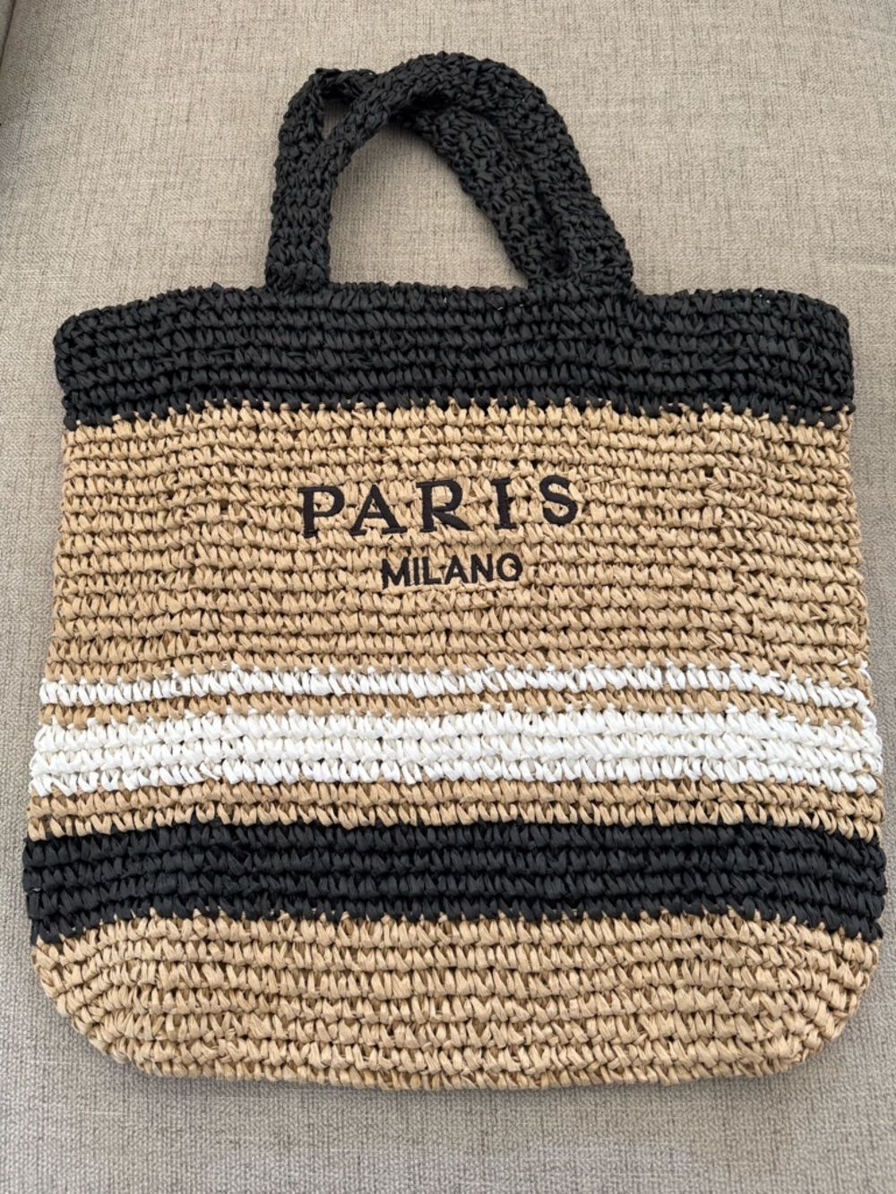 Summer Beach Straw Style Tote Bag Handwoven Large Capacity